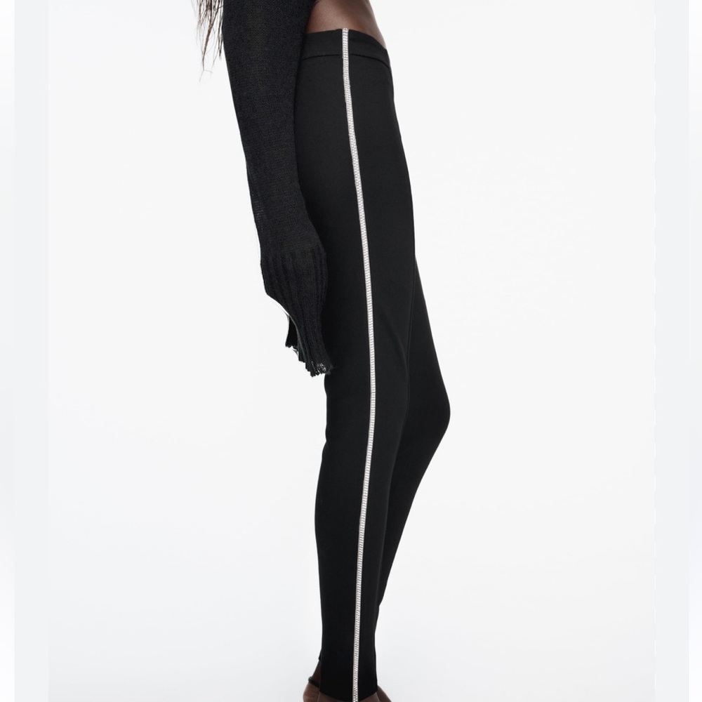ZARA black legging with crystals on the side